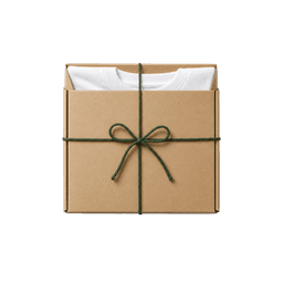 Kraft shipping box with white T-shirt icon