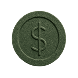Dark green currency seal icon
